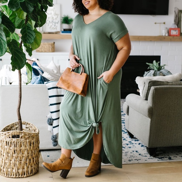 Free and Easy Maxi Dress in Light Olive - Picture 5 of 8